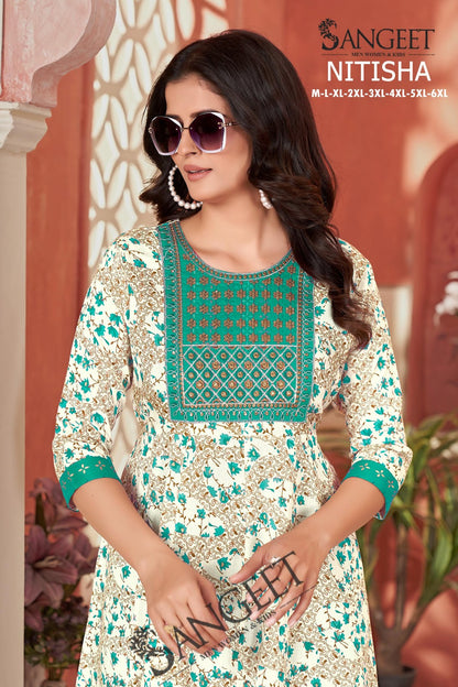Nitisha Sangeet Heavy Rayon Anarkali Kurtis Wholesale