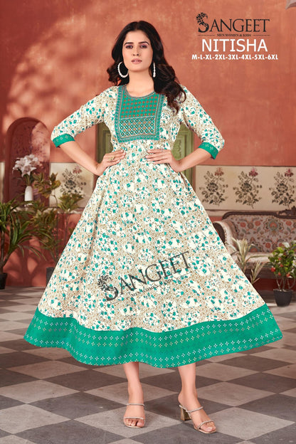 Nitisha Sangeet Heavy Rayon Anarkali Kurtis Wholesale