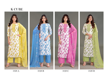 Nitya 1028 K Cube Cotton Pant Style Suits Exporter Gujarat