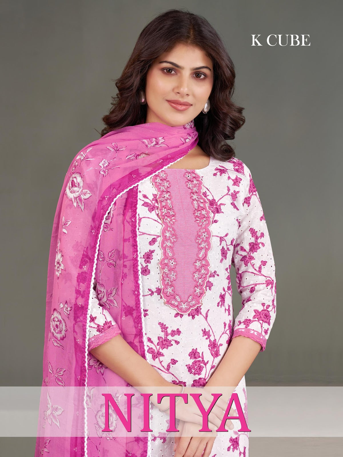 Nitya 1028 K Cube Cotton Pant Style Suits Exporter Gujarat