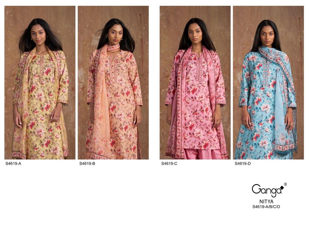 Nitya 4619 Ganga Cotton Pant Style Suits Supplier Gujarat