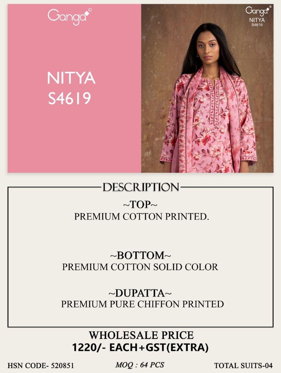 Nitya 4619 Ganga Cotton Pant Style Suits Supplier Gujarat