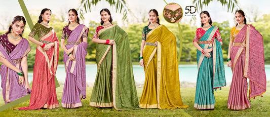 Nitya 5D Designer Dull Moss Sarees Manufacturer Ahmedabad