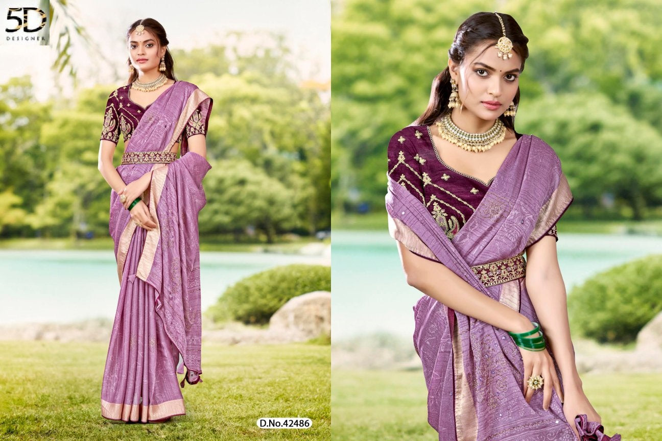 Nitya 5D Designer Dull Moss Sarees Manufacturer Ahmedabad