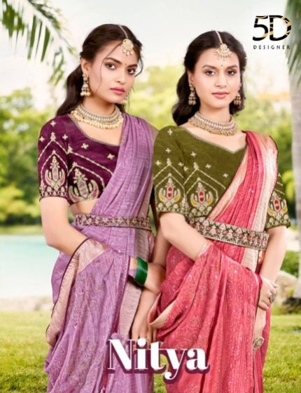 Nitya 5D Designer Dull Moss Sarees Manufacturer Ahmedabad