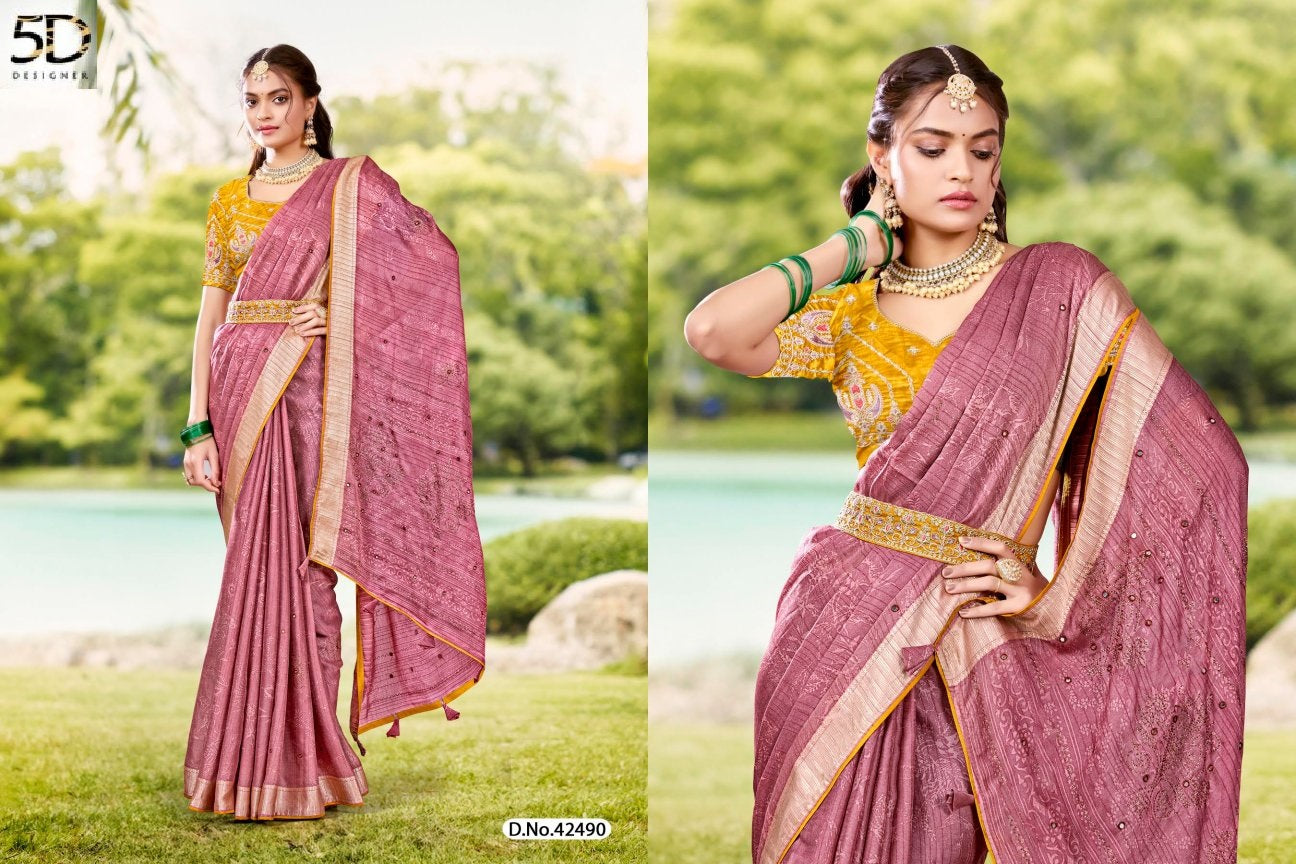 Nitya 5D Designer Dull Moss Sarees Manufacturer Ahmedabad