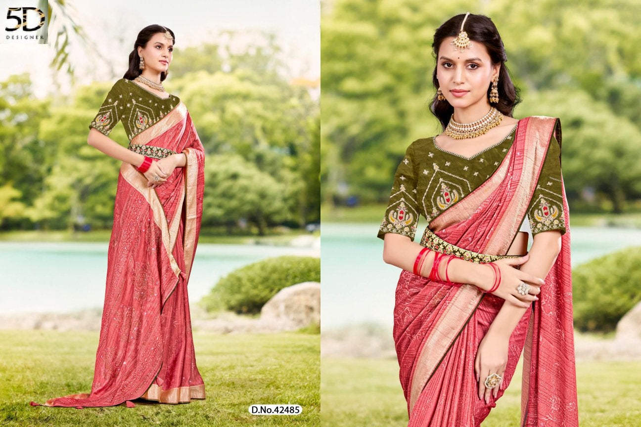Nitya 5D Designer Dull Moss Sarees Manufacturer Ahmedabad