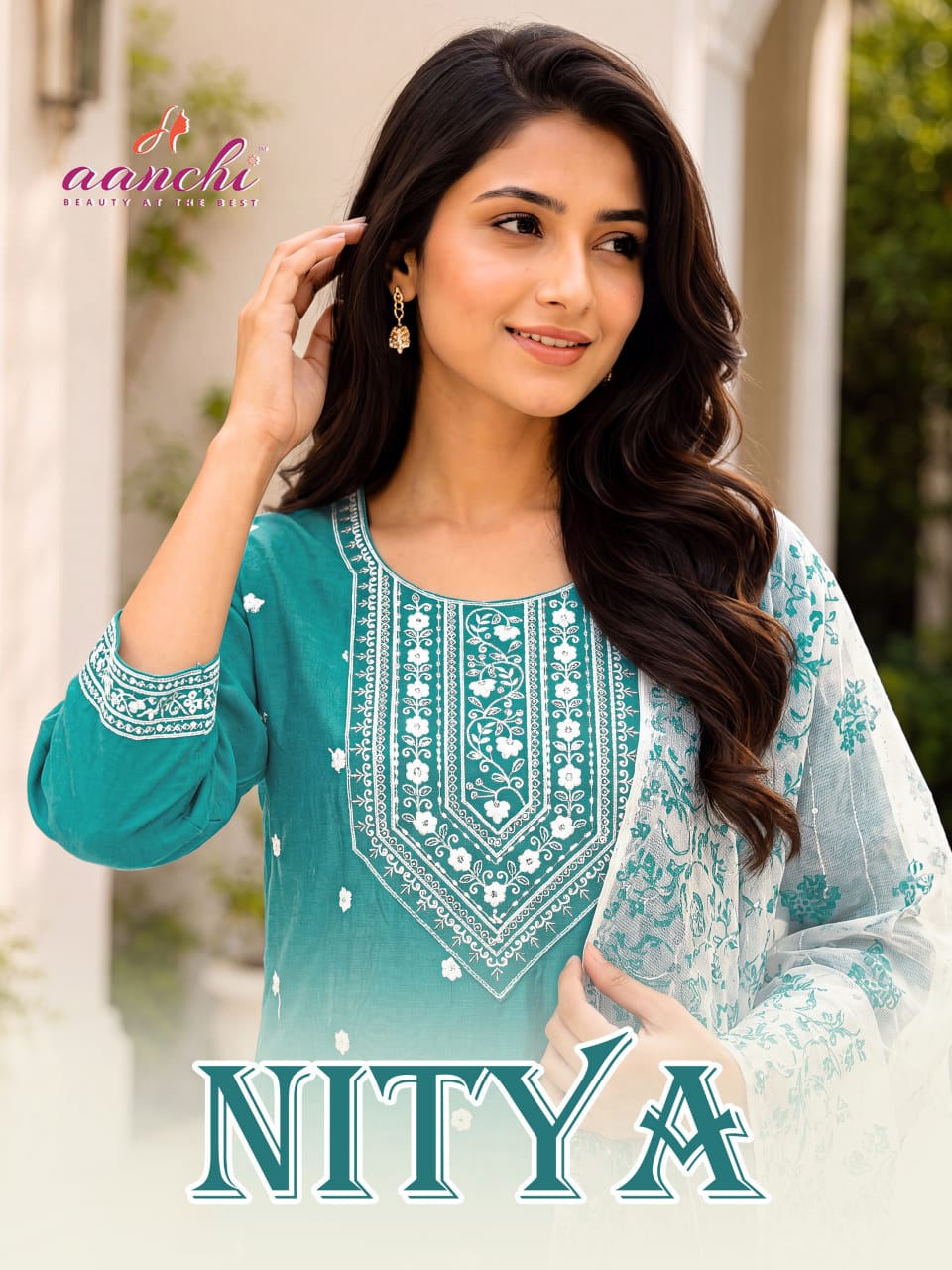Nitya Aanchi Roman Silk Readymade Pant Style Suits Wholesale Price