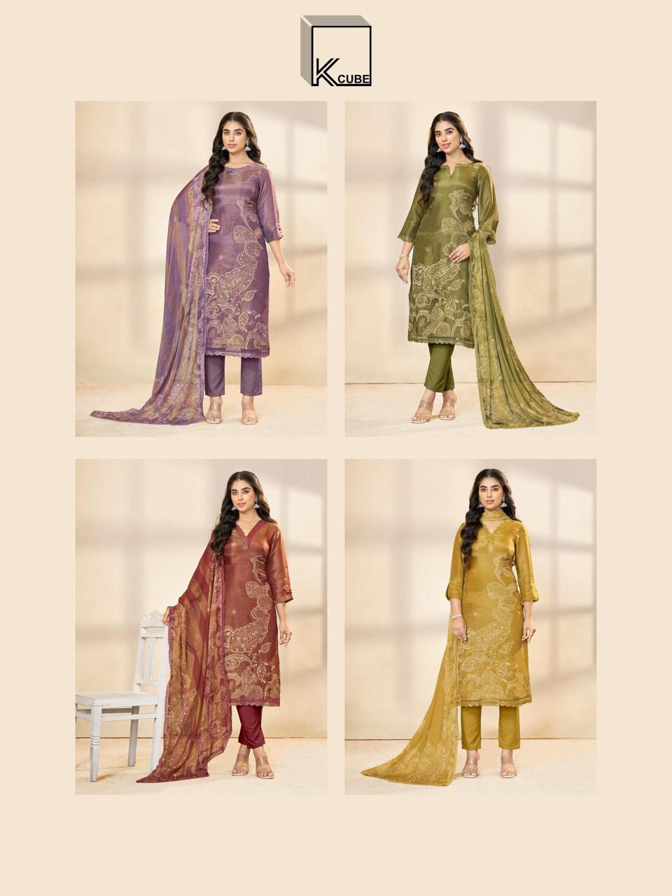 Nitya K Cube Organza Pant Style Suits Wholesale Rate