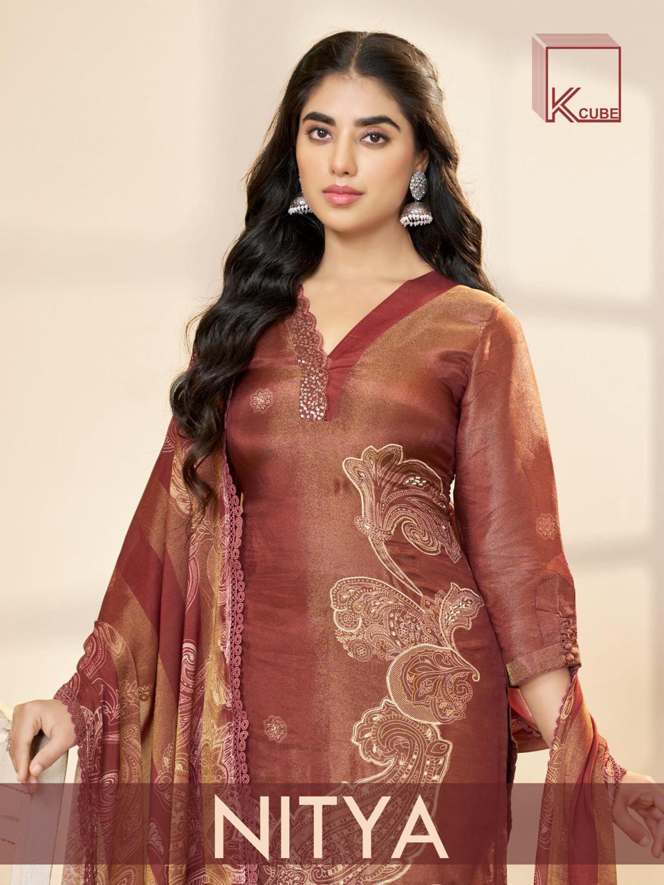 Nitya K Cube Organza Pant Style Suits Wholesale Rate