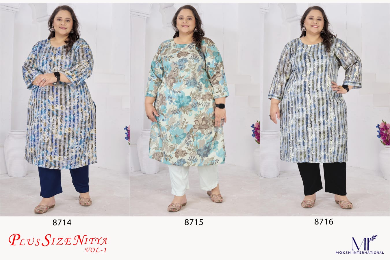 Nitya Vol 1 Moksh Rayon Plus Size Kurtis Manufacturer India