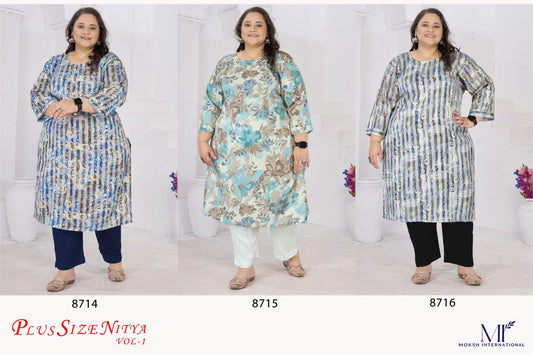 Nitya Vol 1 Moksh Rayon Plus Size Kurtis Manufacturer India