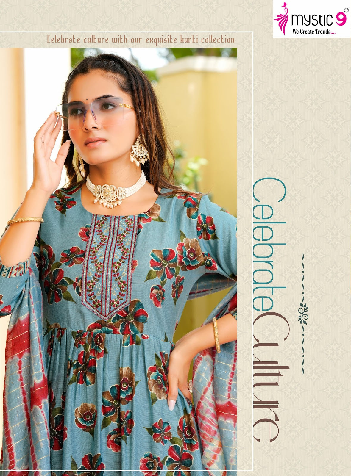 Nitya Vol 1 Mystic 9 Vertican Readymade Anarkali Suits Exporter