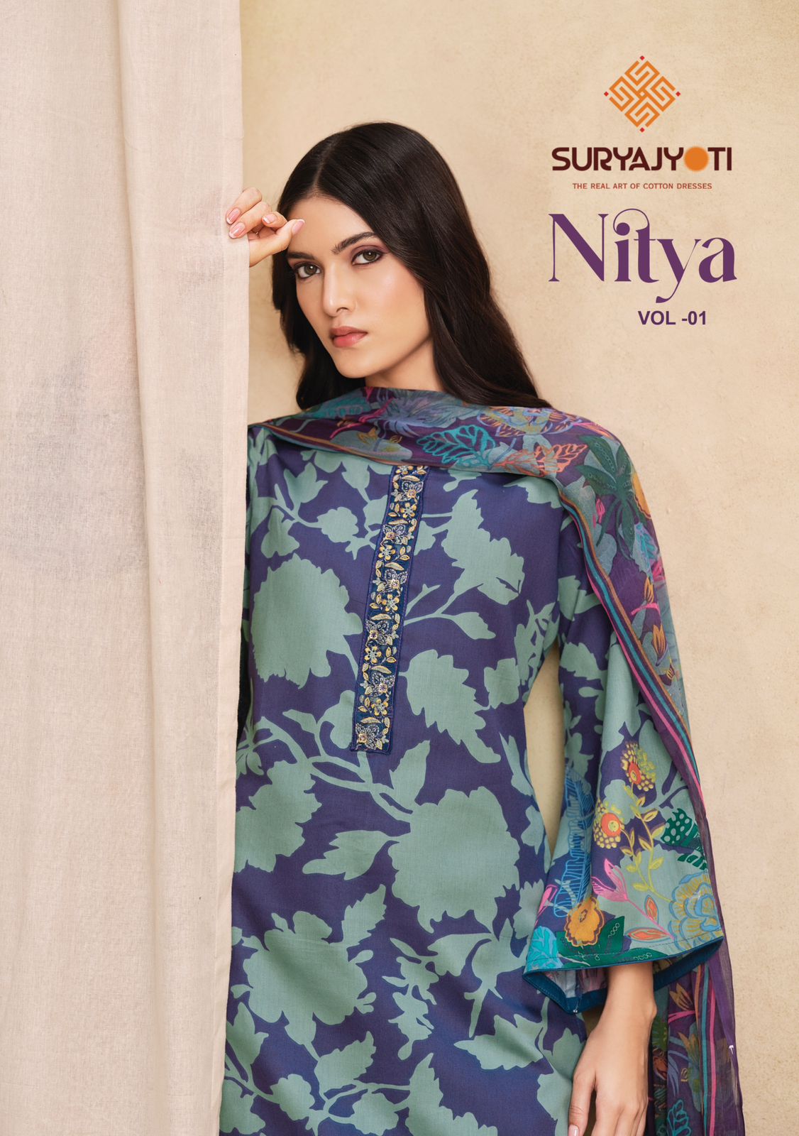 Nitya Vol 1 Suryajyoti Jaam Satin Karachi Salwar Suits Exporter