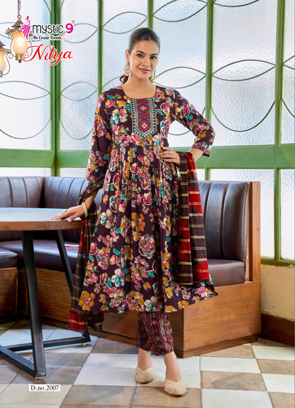 Nitya Vol 2 Mystic 9 Vertican Readymade Anarkali Suits Exporter Ahmedabad