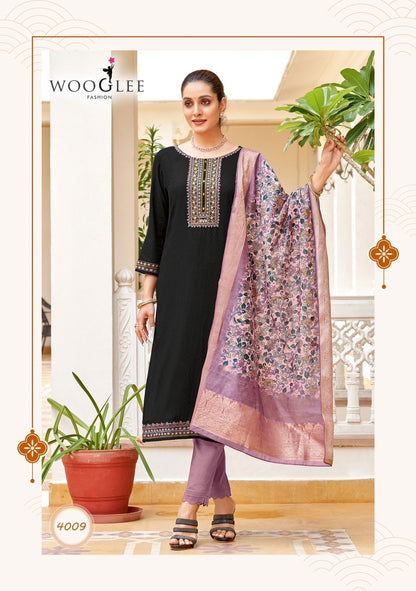 Nitya Vol 2 Wooglee Viscose Weaving Readymade Pant Style Suits Wholesale Rate