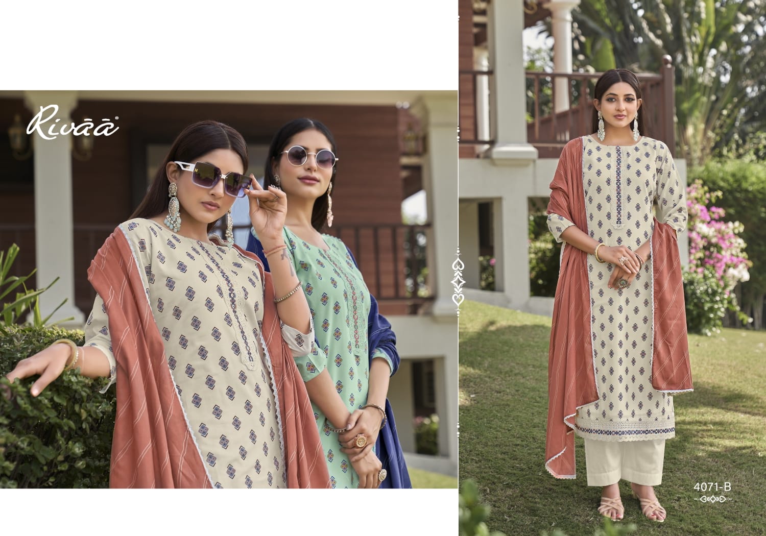 Nivaa 2 Rivaa Lawn Pant Style Suits Manufacturer India