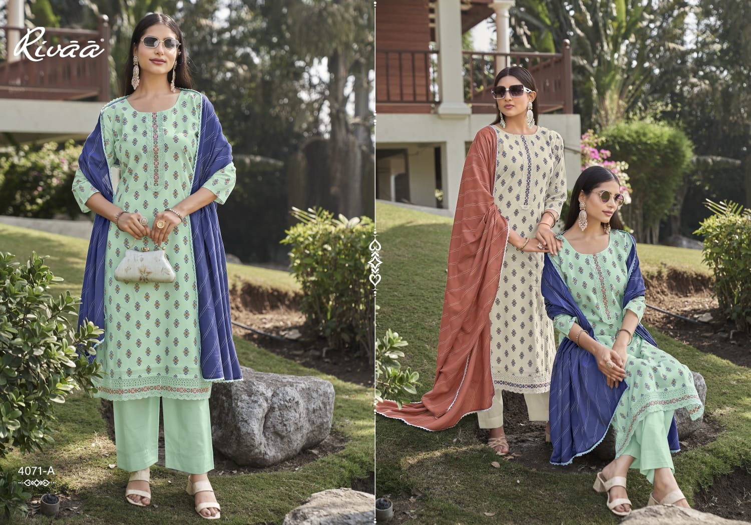 Nivaa 2 Rivaa Lawn Pant Style Suits Manufacturer India