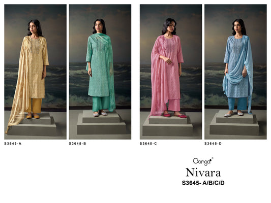 Nivara 3645 Ganga Premium Cotton Plazzo Style Suits Supplier Gujarat
