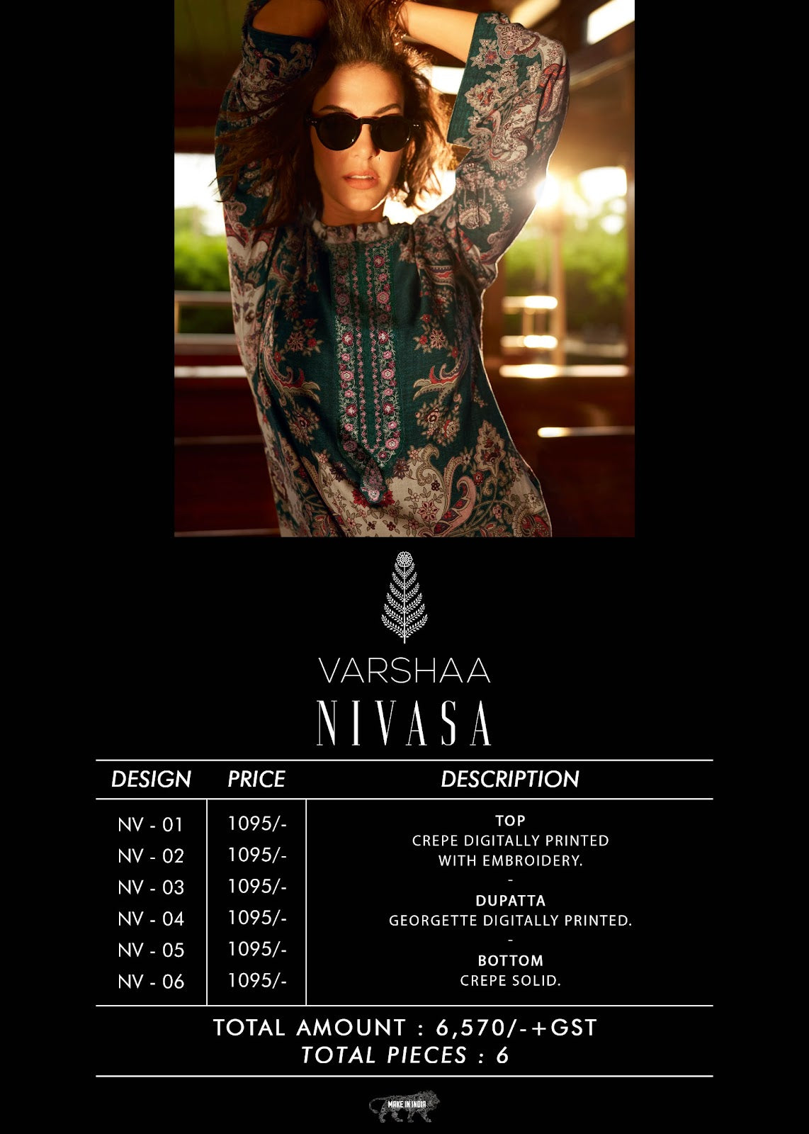 Nivasa Varshaa Crepe Pant Style Suits Wholesale Rate