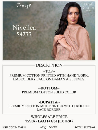 Nivellea S4733 Ganga Cotton Plazzo Style Suits Wholesaler India