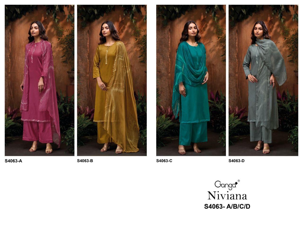 Niviana 4063 Ganga Premium Cotton Plazzo Style Suits Manufacturer Gujarat