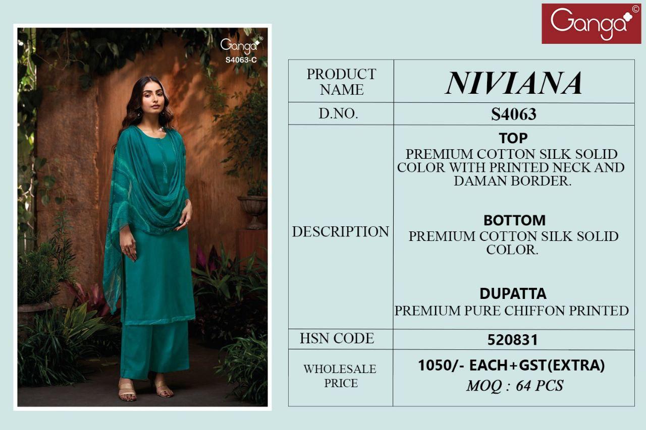 Niviana 4063 Ganga Premium Cotton Plazzo Style Suits Manufacturer Gujarat