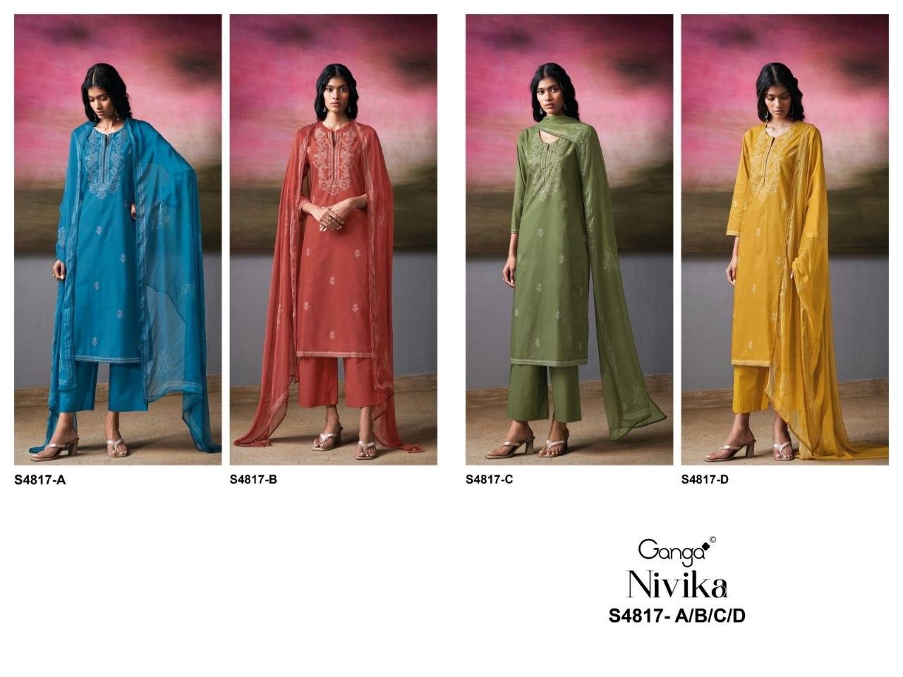 Nivika 4817 Ganga Cotton Plazzo Style Suits Supplier Ahmedabad