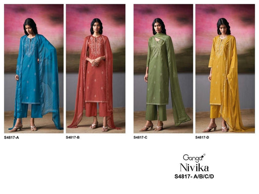 Nivika 4817 Ganga Cotton Plazzo Style Suits Supplier Ahmedabad