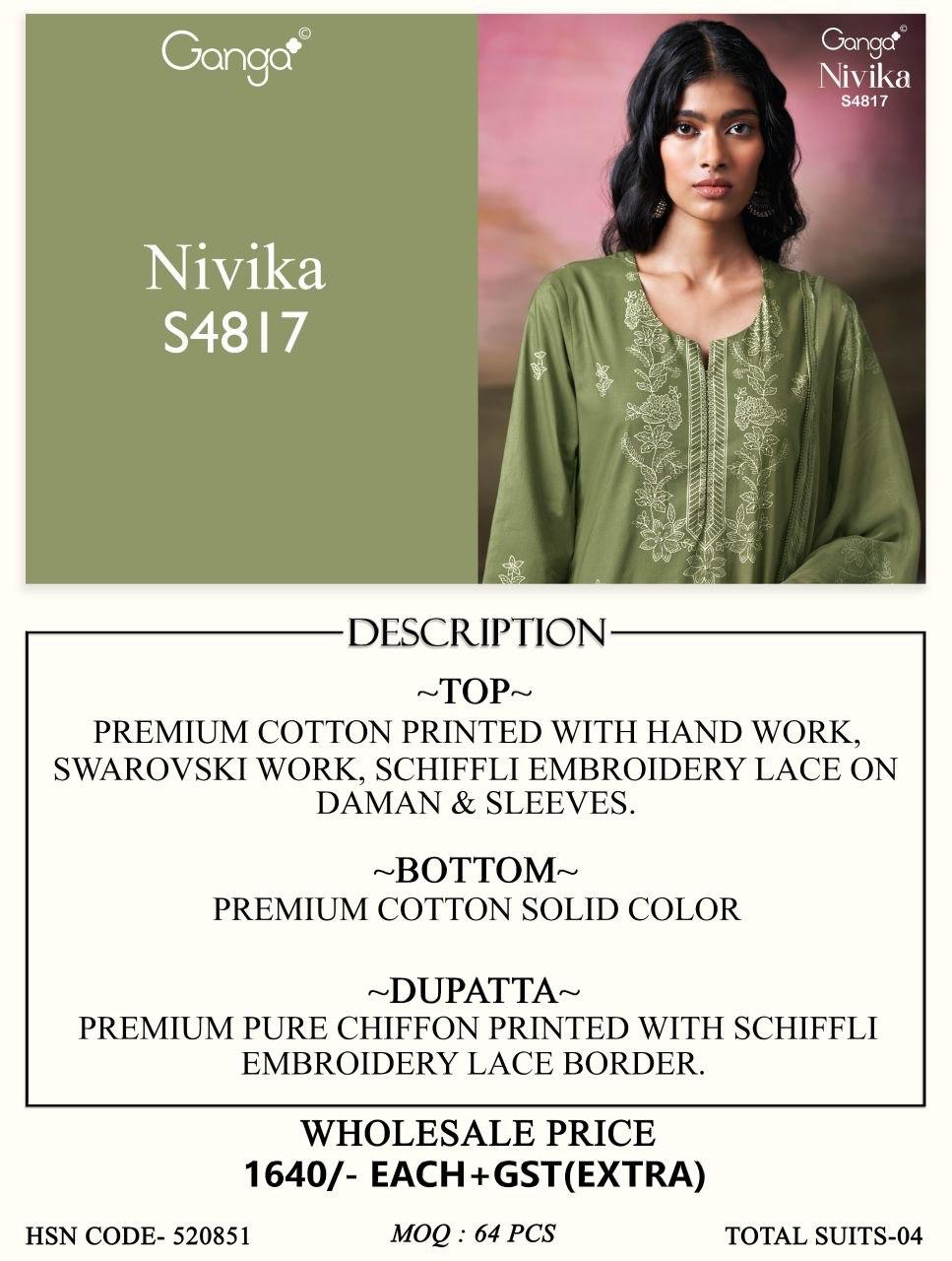 Nivika 4817 Ganga Cotton Plazzo Style Suits Supplier Ahmedabad