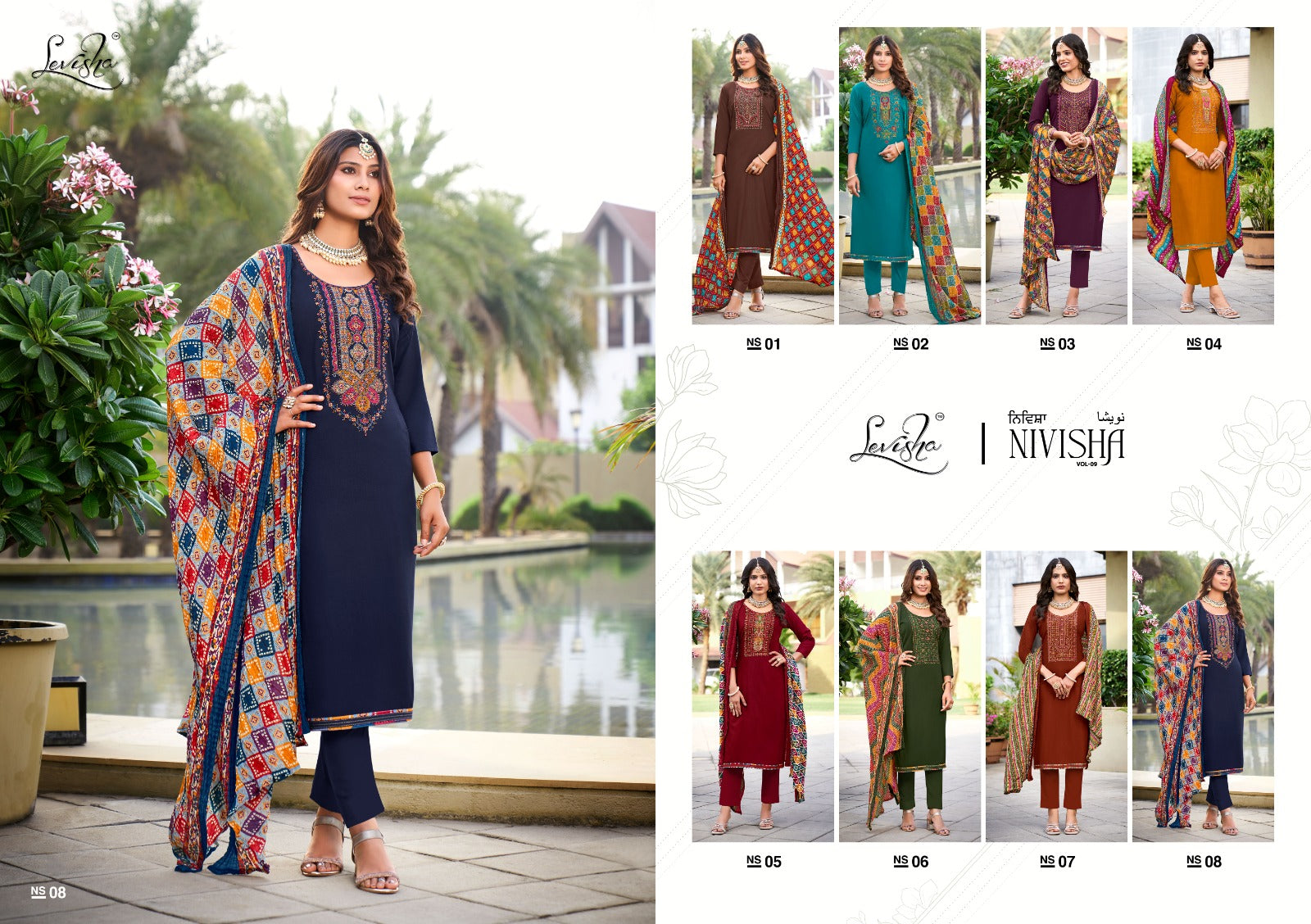 Nivisha Vol 9 Levisha Rayon Slub Pant Style Suits Wholesale