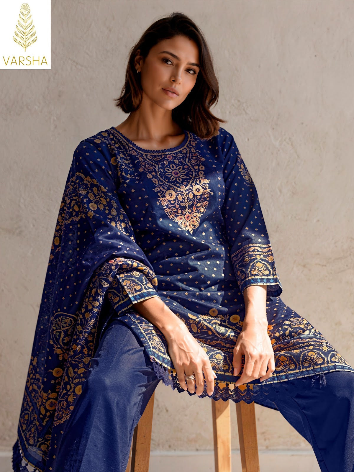 Nivita Varshaa Viscose Muslin Pant Style Suits Exporter Gujarat