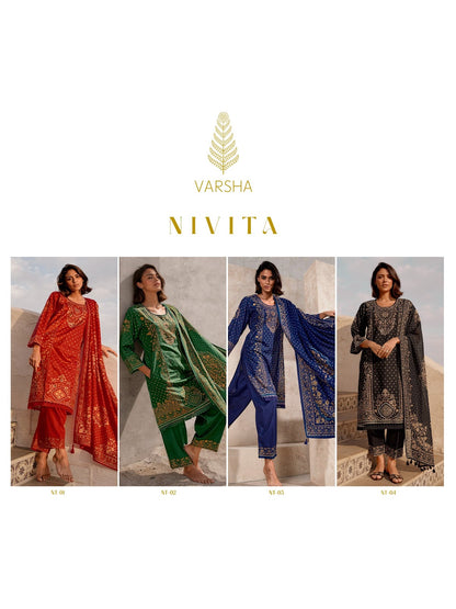 Nivita Varshaa Viscose Muslin Pant Style Suits Exporter Gujarat