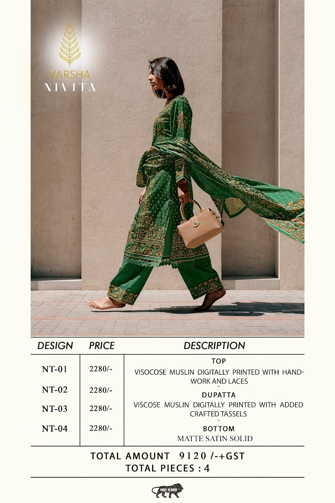 Nivita Varshaa Viscose Muslin Pant Style Suits Exporter Gujarat