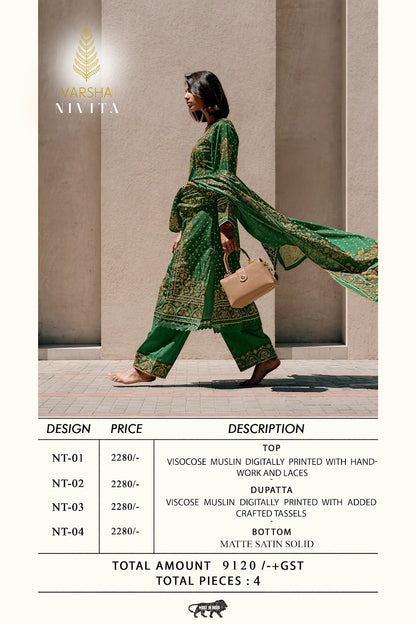 Nivita Varshaa Viscose Muslin Pant Style Suits Exporter Gujarat