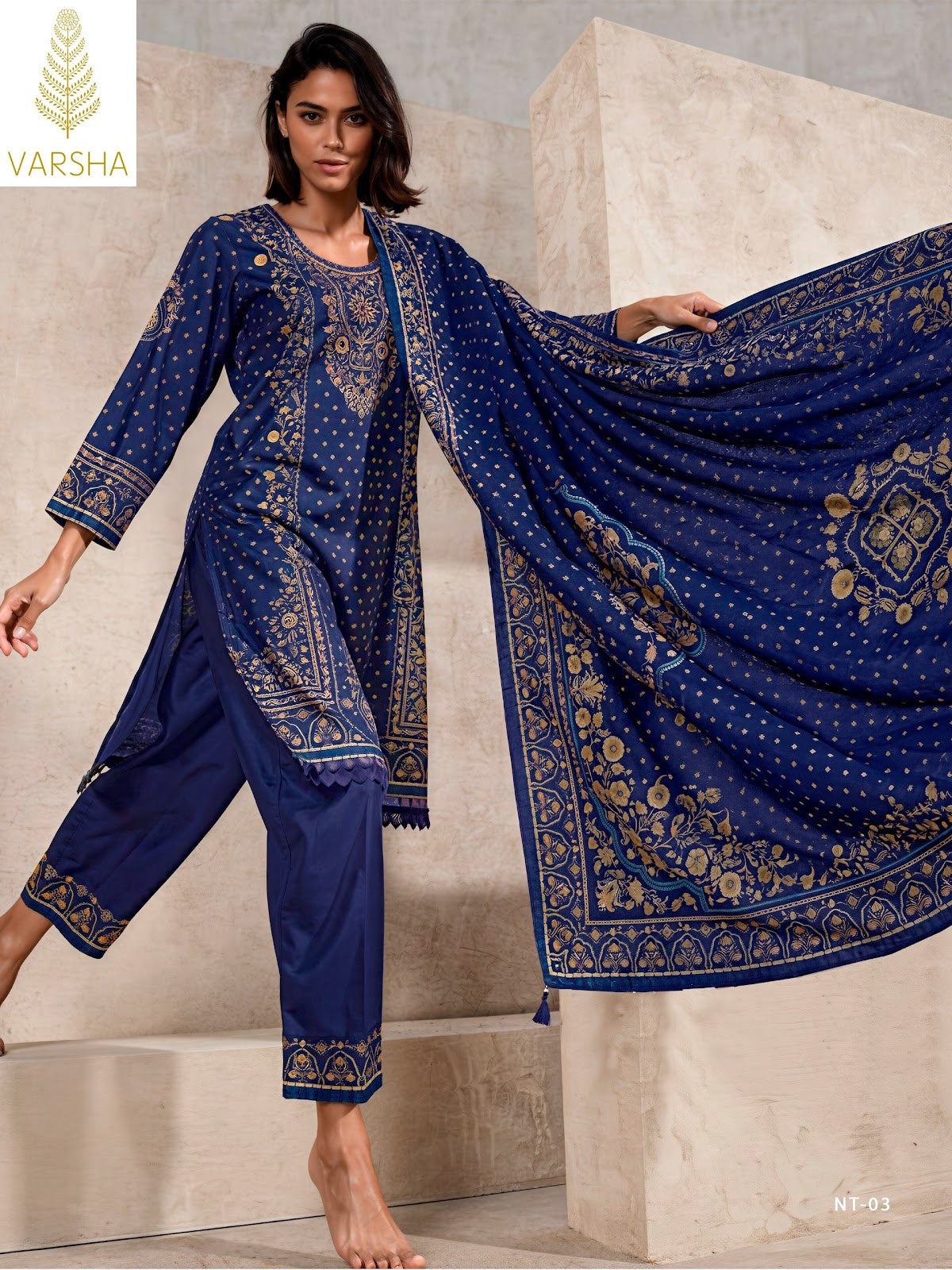 Nivita Varshaa Viscose Muslin Pant Style Suits Exporter Gujarat