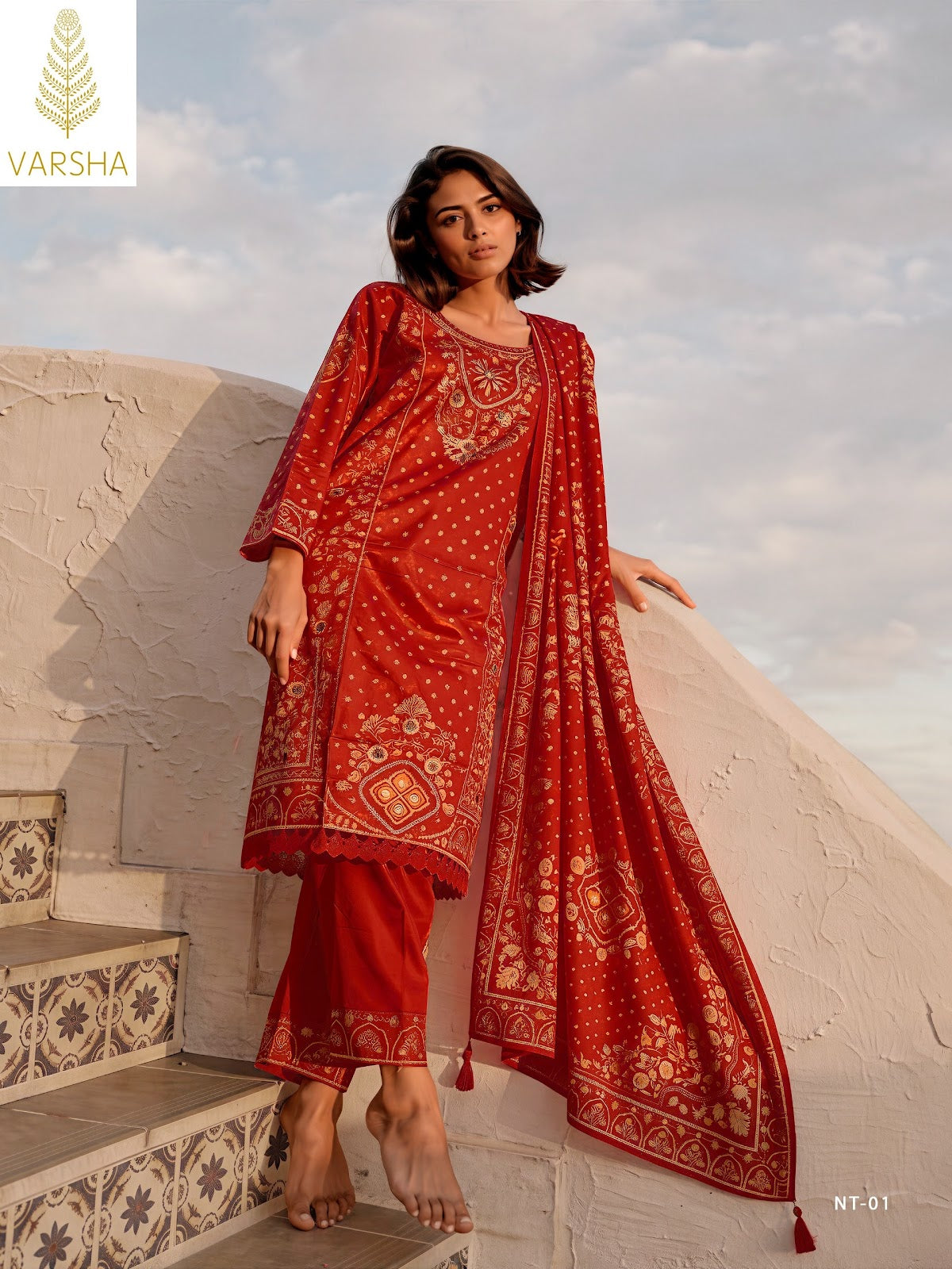Nivita Varshaa Viscose Muslin Pant Style Suits Exporter Gujarat