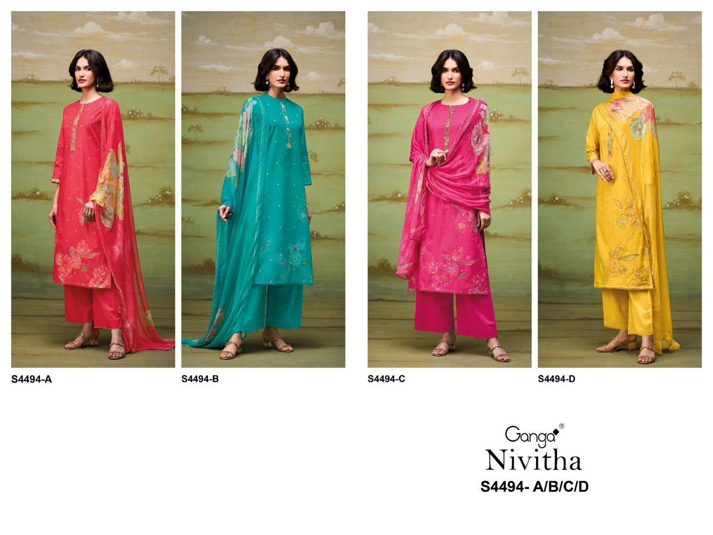 Nivitha 4494 Ganga Cotton Pant Style Suits Manufacturer Gujarat