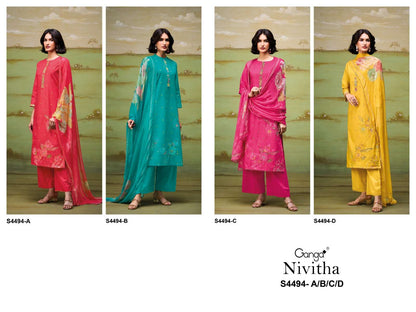 Nivitha 4494 Ganga Cotton Pant Style Suits Manufacturer Gujarat