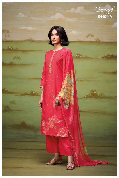 Nivitha 4494 Ganga Cotton Pant Style Suits Manufacturer Gujarat