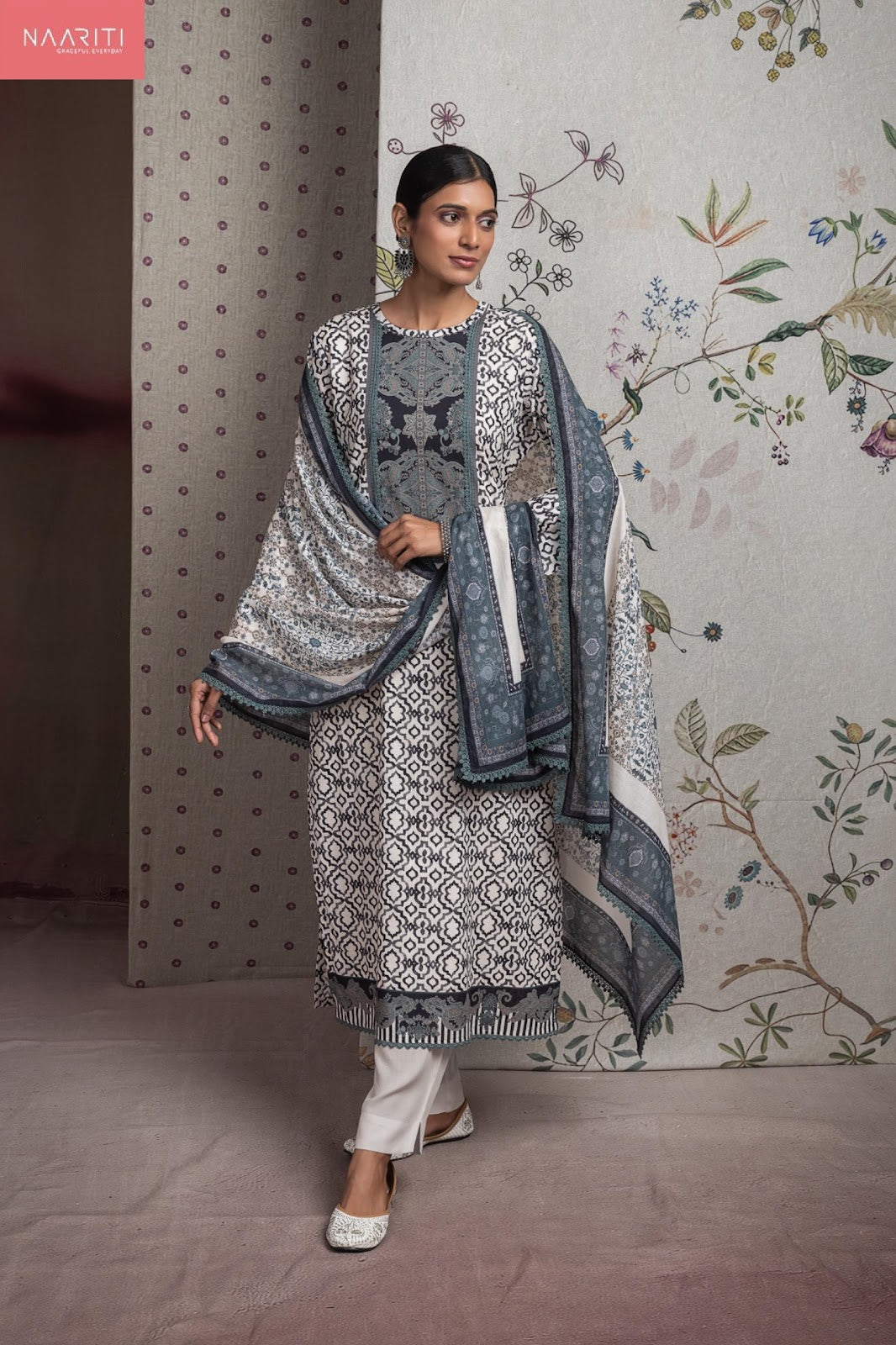 Nivor Naariti Cotton Lawn Pant Style Suits Supplier India