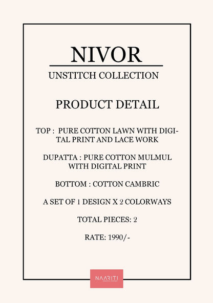 Nivor Naariti Cotton Lawn Pant Style Suits Supplier India
