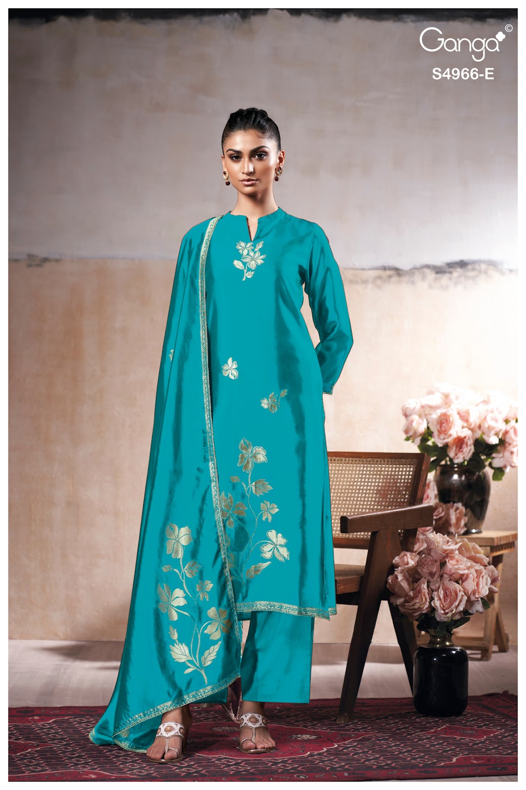 Nivora S4966 Ganga Woven Silk Plazzo Style Suits Wholesale Price