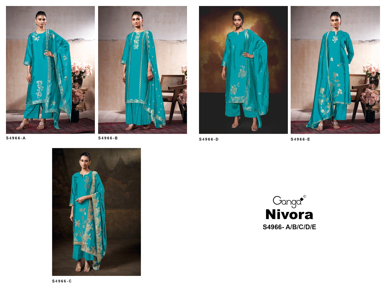 Nivora S4966 Ganga Woven Silk Plazzo Style Suits Wholesale Price