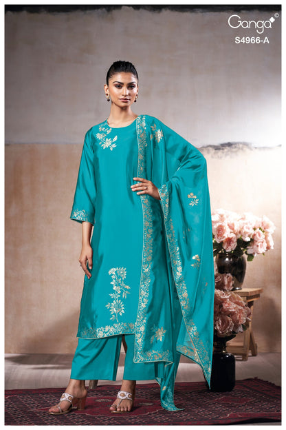 Nivora S4966 Ganga Woven Silk Plazzo Style Suits Wholesale Price