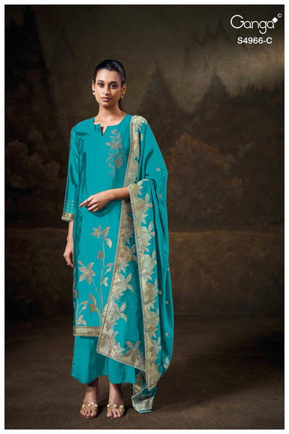 Nivora S4966 Ganga Woven Silk Plazzo Style Suits Wholesale Price