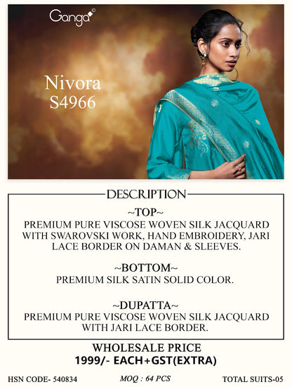 Nivora S4966 Ganga Woven Silk Plazzo Style Suits Wholesale Price