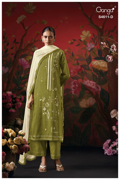 Nivra S4611 Ganga Cotton Satin Plazzo Style Suits Wholesaler India