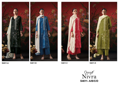 Nivra S4611 Ganga Cotton Satin Plazzo Style Suits Wholesaler India