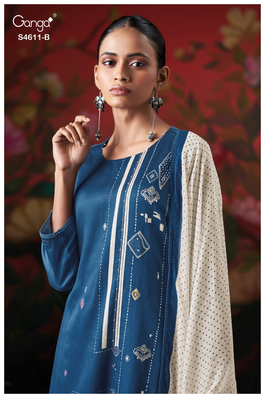 Nivra S4611 Ganga Cotton Satin Plazzo Style Suits Wholesaler India